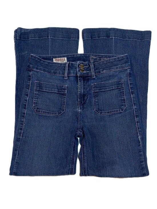 Fragile Blue Jeans Denim - Fragile Blue Jeans Womens Wide Leg Denim Pants Size 27/4